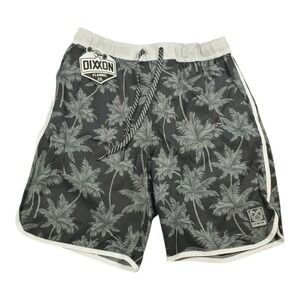 DIXXON The Chad Bali Swim Trunks Mens Small 29" Black‎ Palm Tree Hybrid Shorts
